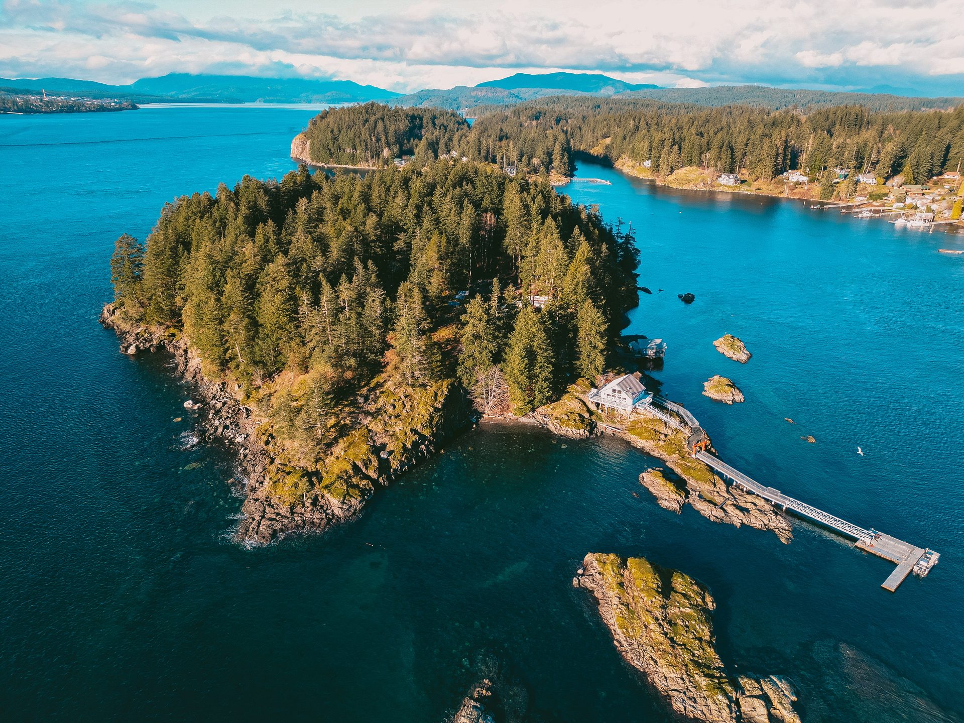 Grouse Island in Quathiaski Cove from afar