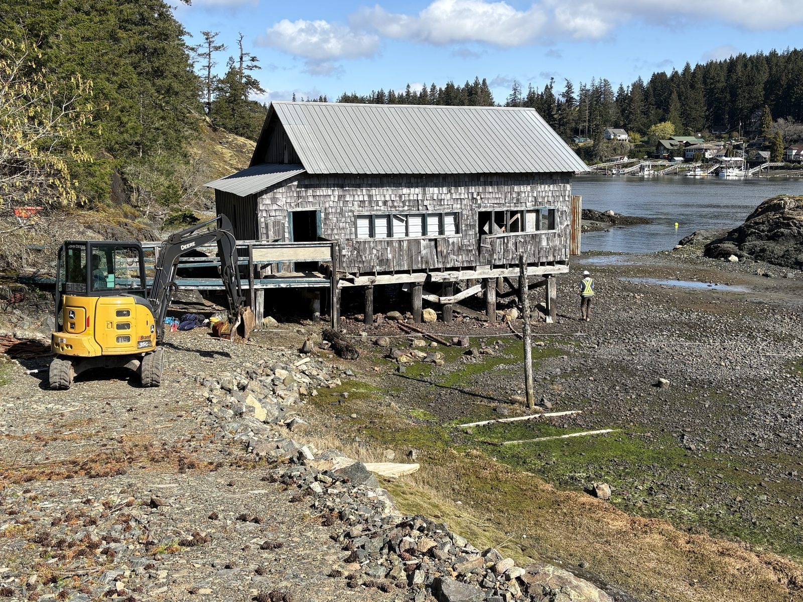 The boathouse and netshed under restoration