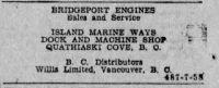 Island Marine Ways advertisement, 1929