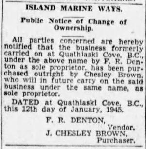 Notice of sale, 1945
